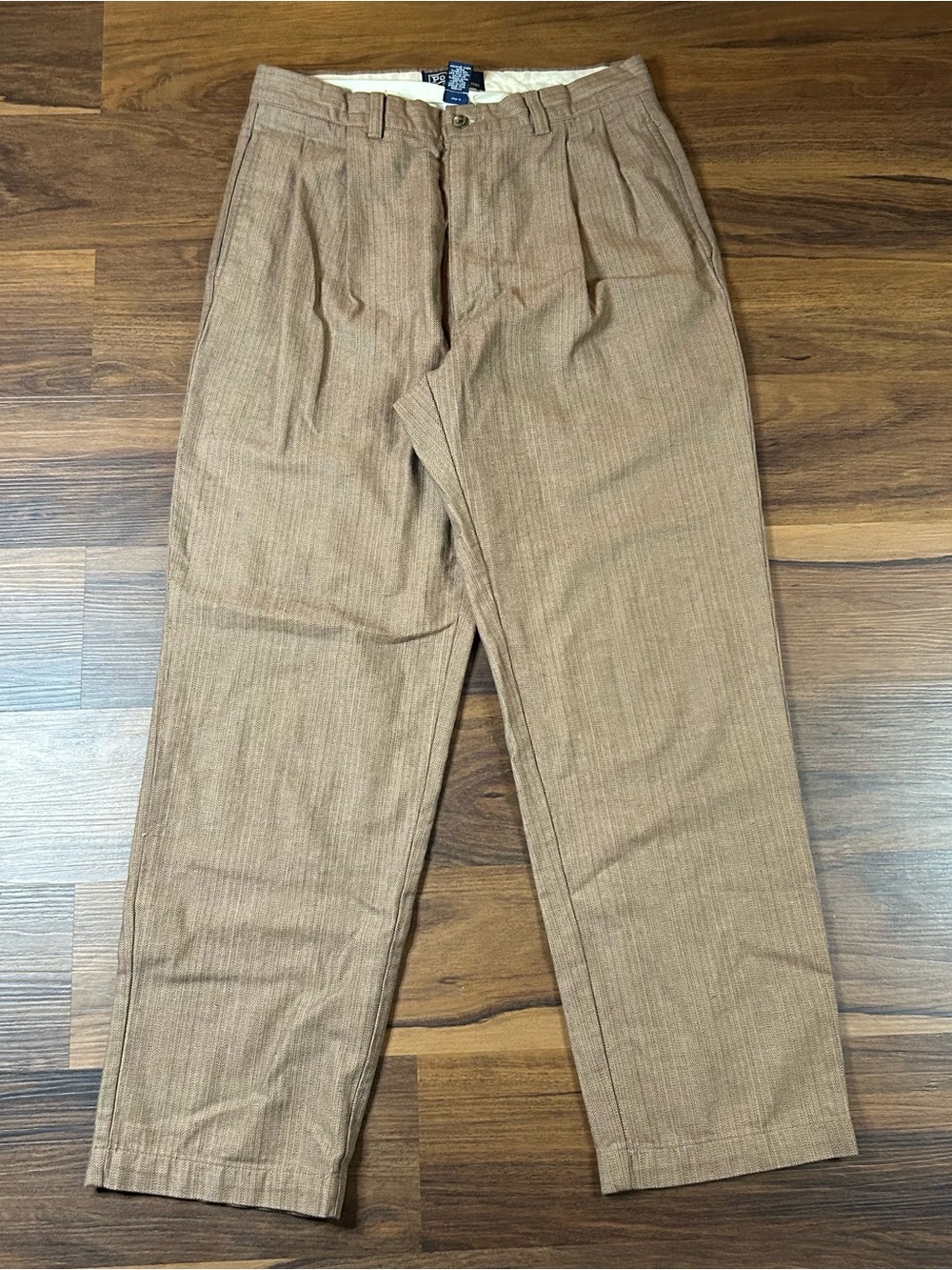 Vintage Y2K polo Ralph Lauren double pleated herringbone textured cotton pants
